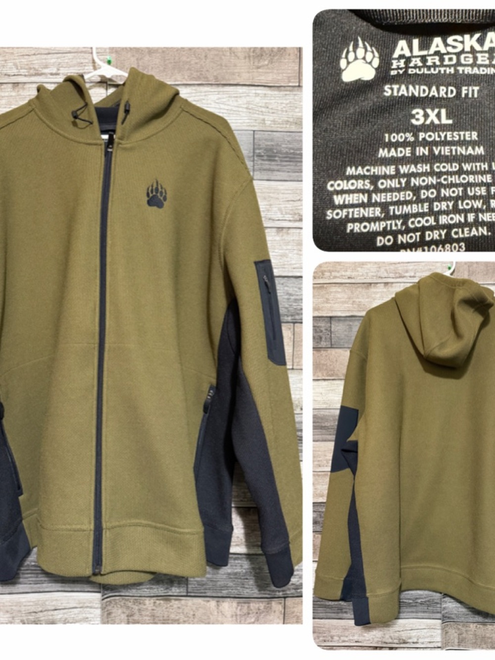 Duluth Trading Alaskan Hardgear Swing Dog Hoodie Men’s 3XL Green Full Zip